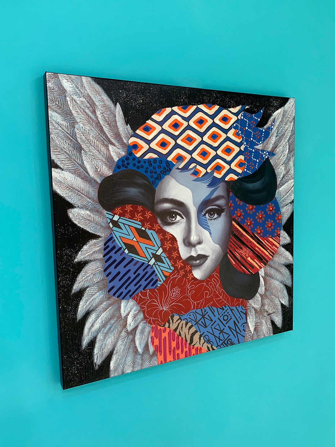 Locomocean Hand-painted Wall Art Woman With Feathers
