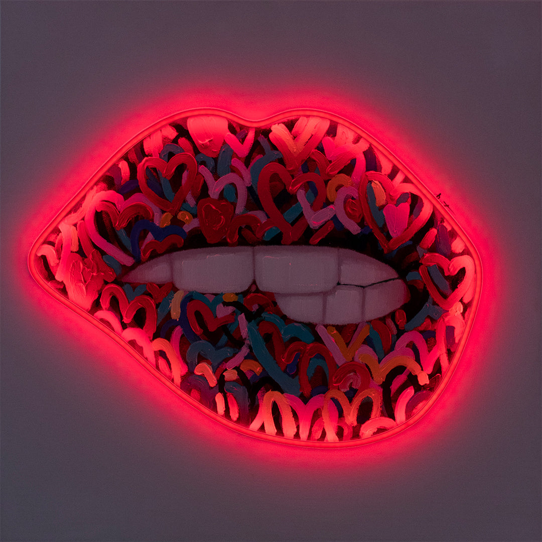 Locomocean Wall Artwork With Neon Lighting Red Lips