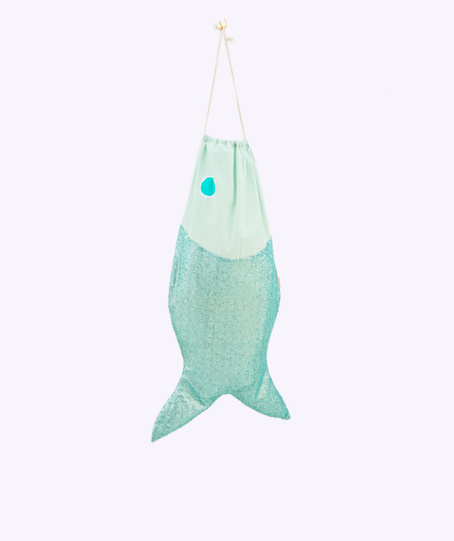 Petit Pan Fish Hanging Laundry Bag, Blue Sequin