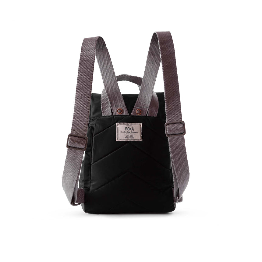 Roka London Canfield B Small  Sustainable Nylon Rucksack, Black