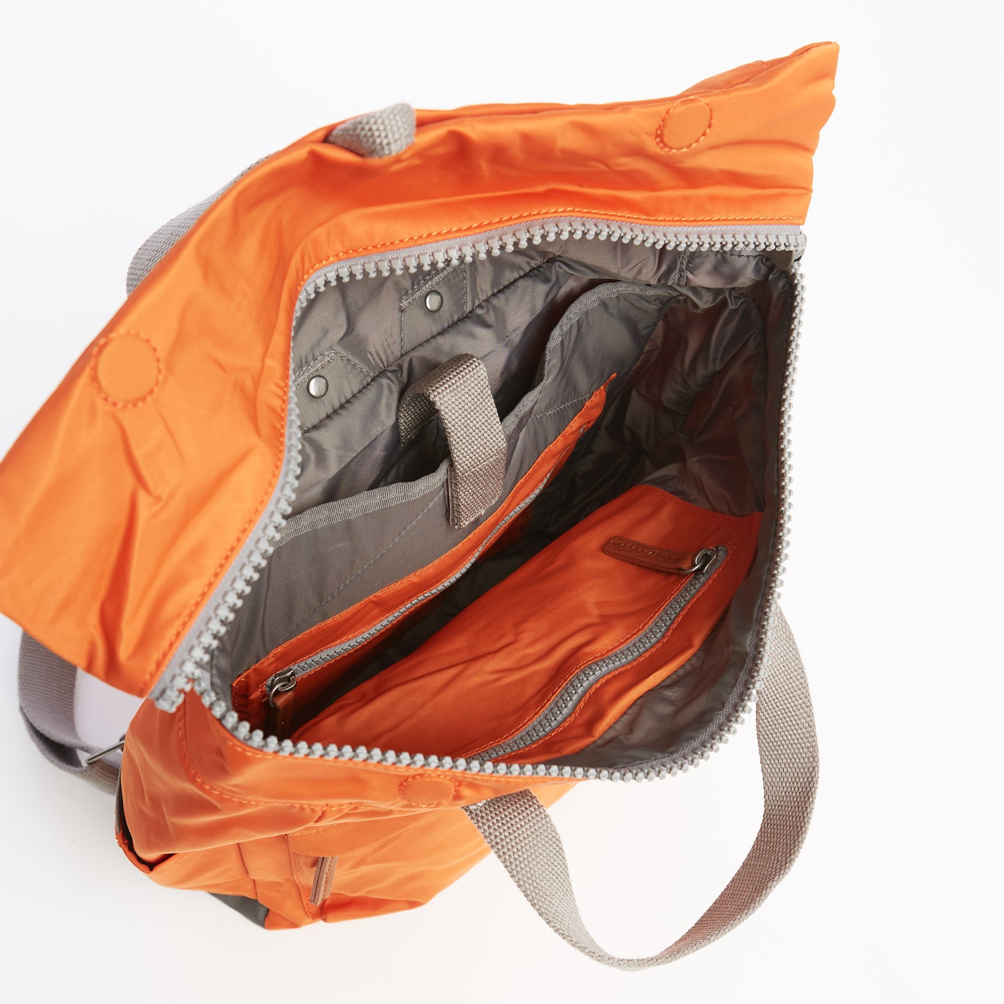 Roka London Canfield B Medium Sustainable Nylon Rucksack, Burnt Orange
