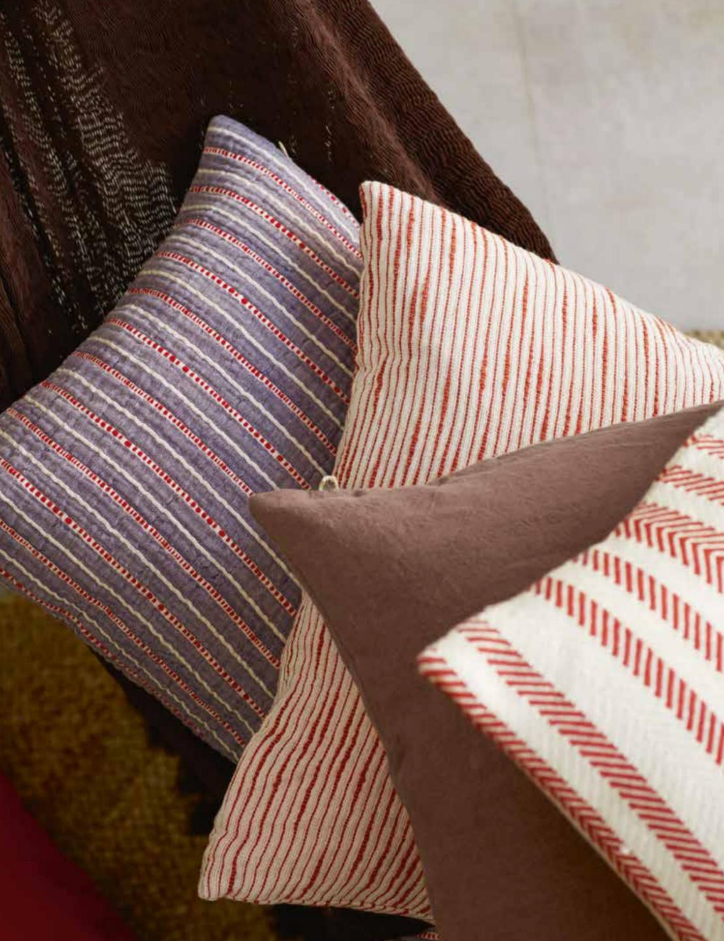 TineK Home Slub Cotton Cushion Cover, Red