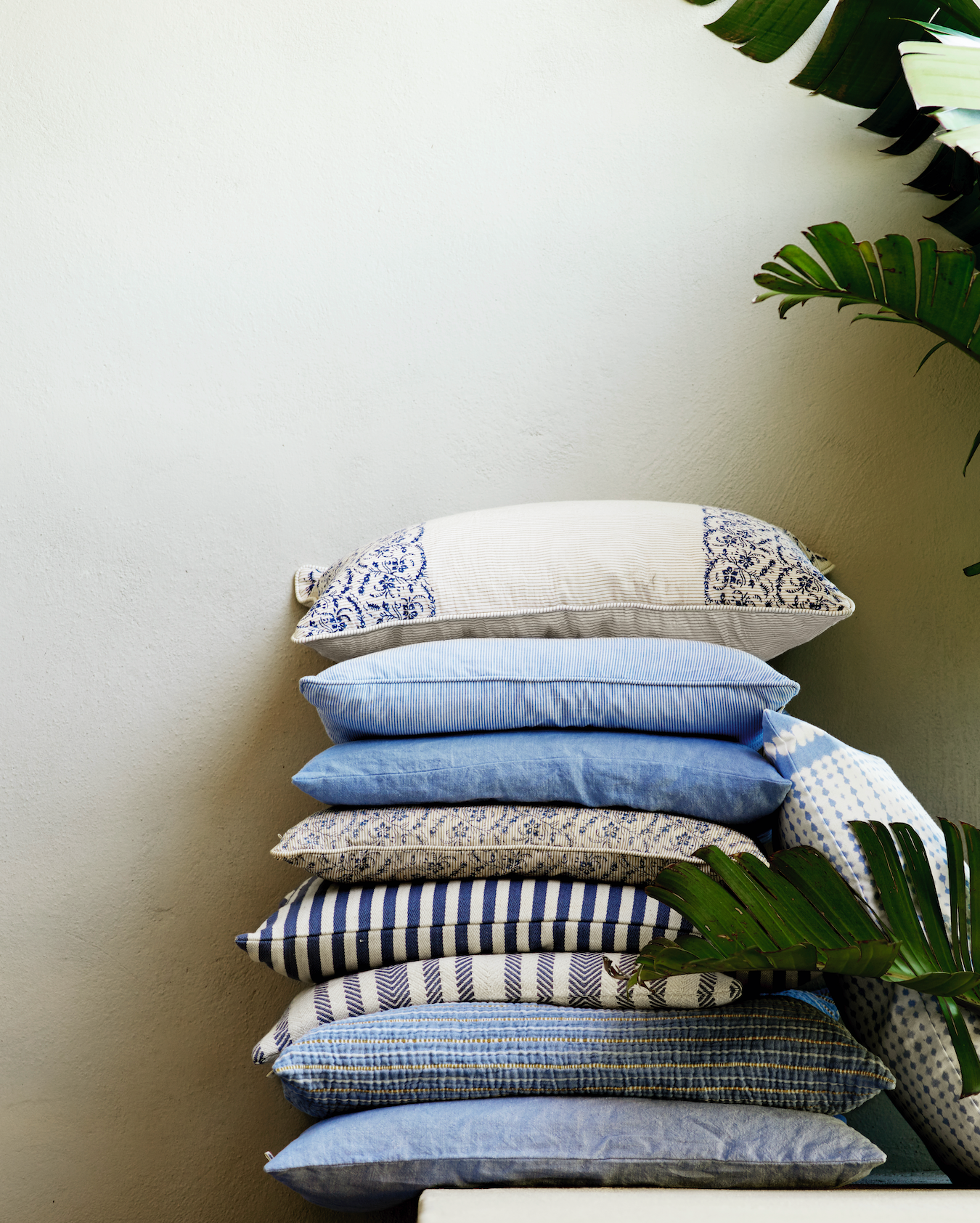 TineK Home Striped Cotton Cushion Cover, Azul