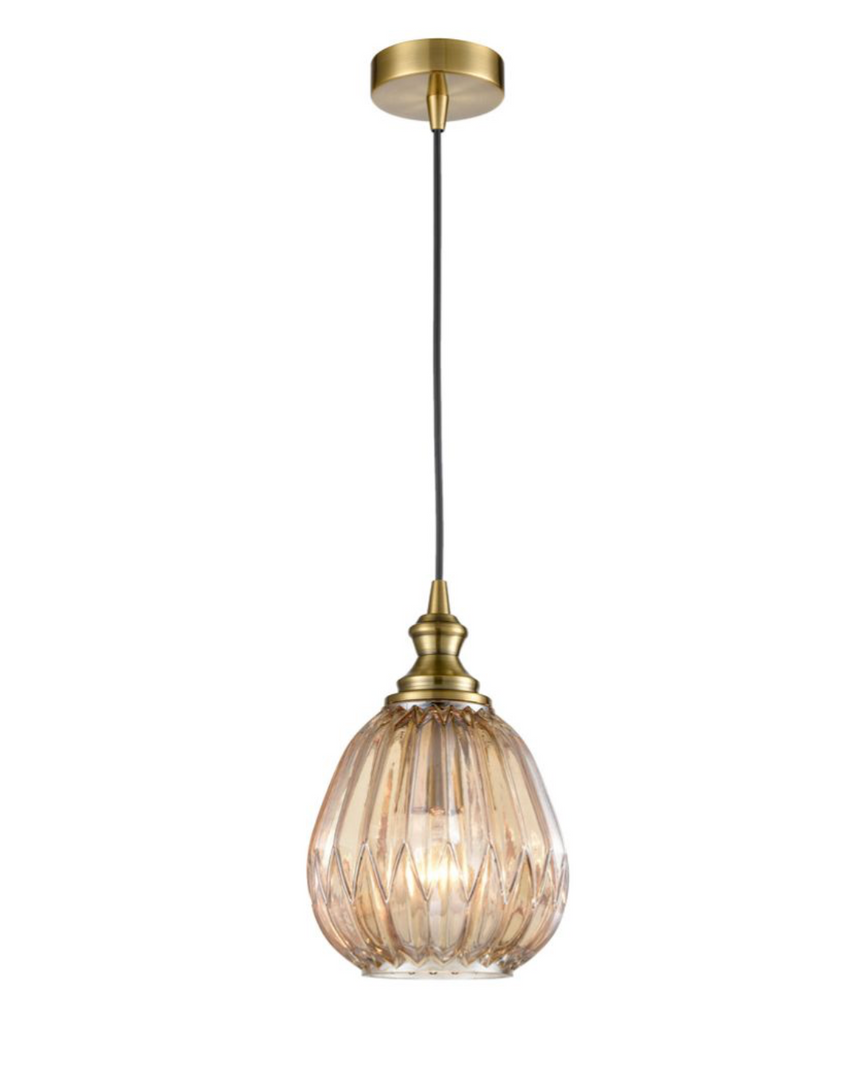 Refract Round Glass Pendant, Champagne