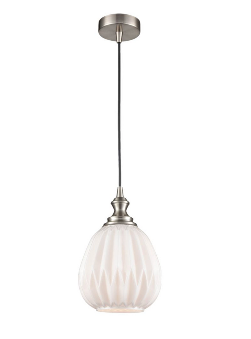 Refract Round Glass Pendant, White