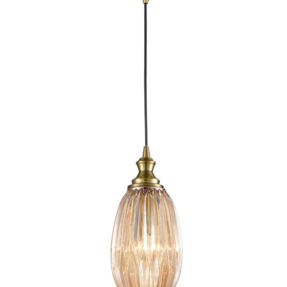 Refract Oval Glass  Pendant, Champagne