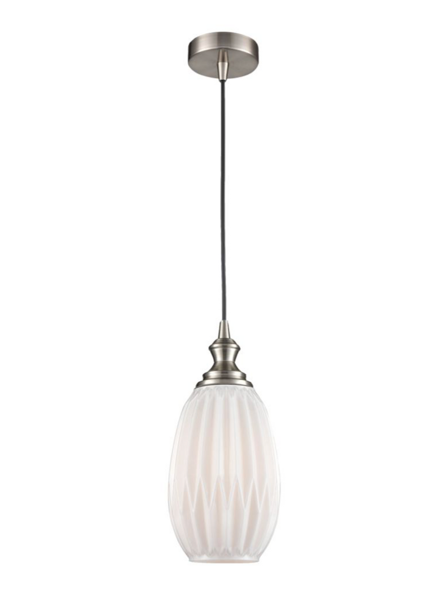 Refract Oval Glass Pendant, White