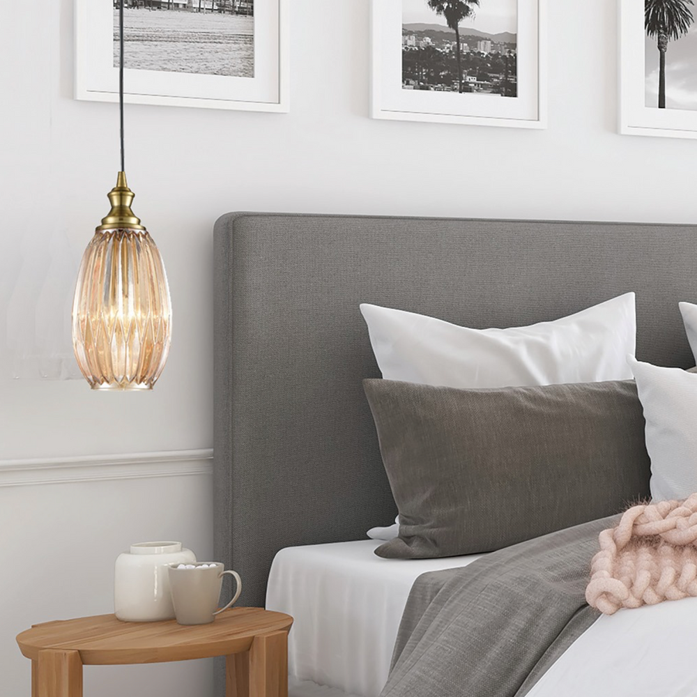 Refract Oval Glass  Pendant, Champagne