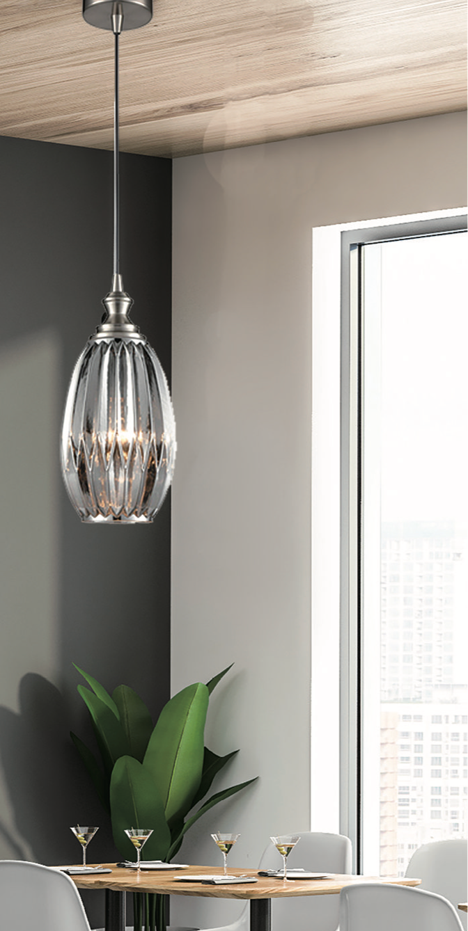 Refract Oval Glass Pendant, Smoke