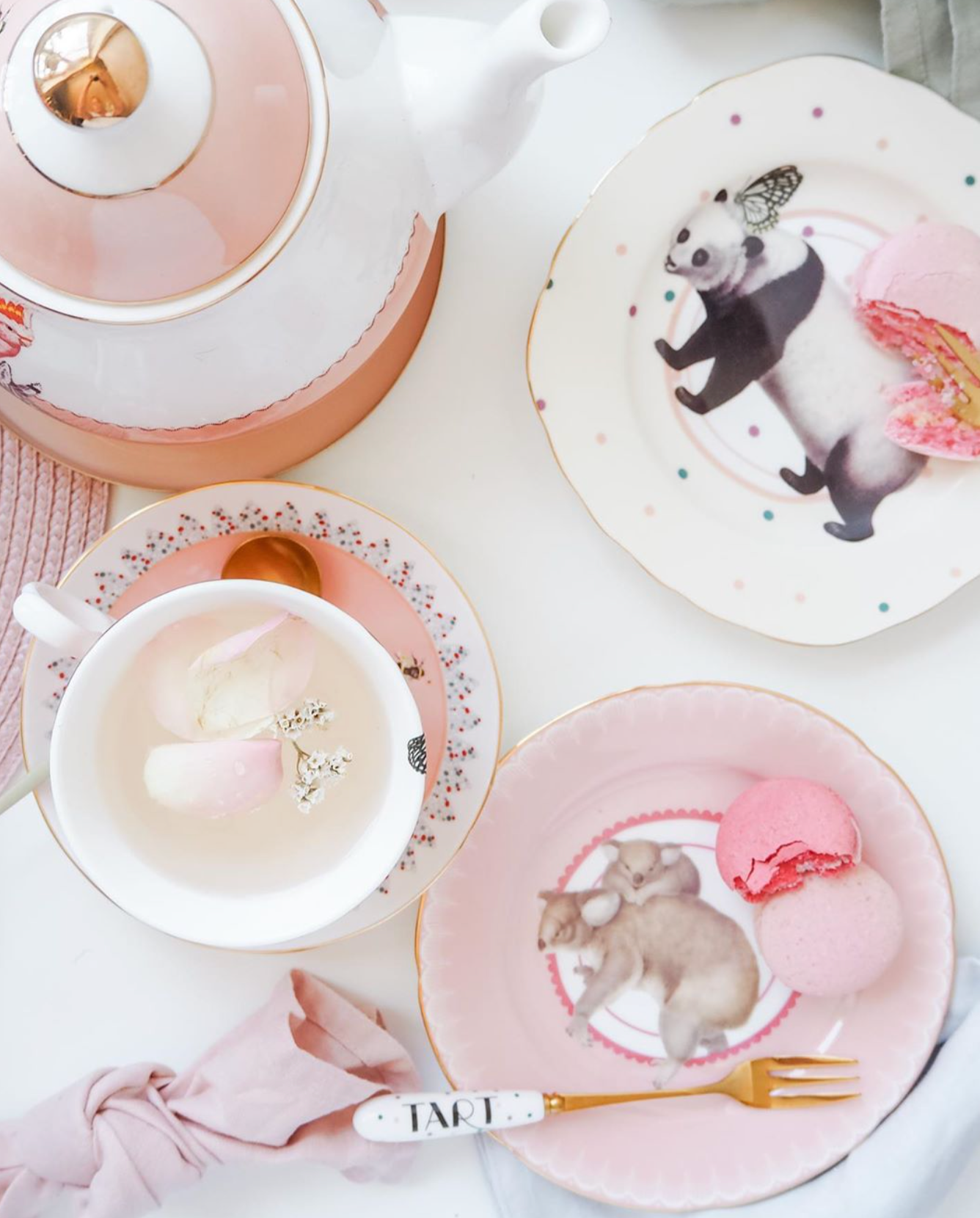 Yvonne Ellen Pastel Animal Tea Plates, Set Of 4