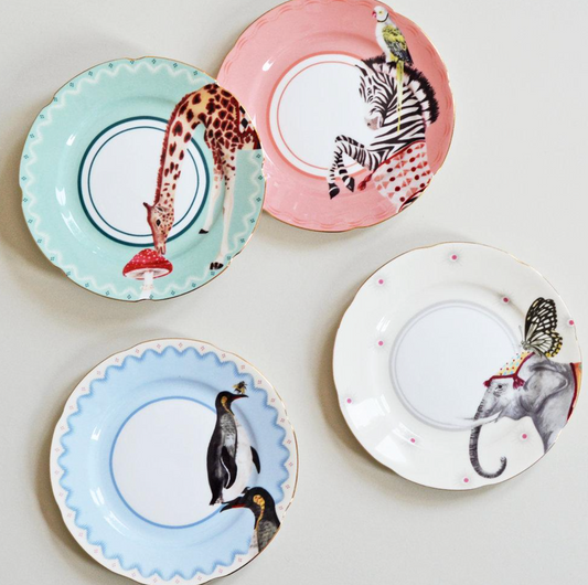Yvonne Ellen Carnival Animal Tea Plates ,Set Of 4