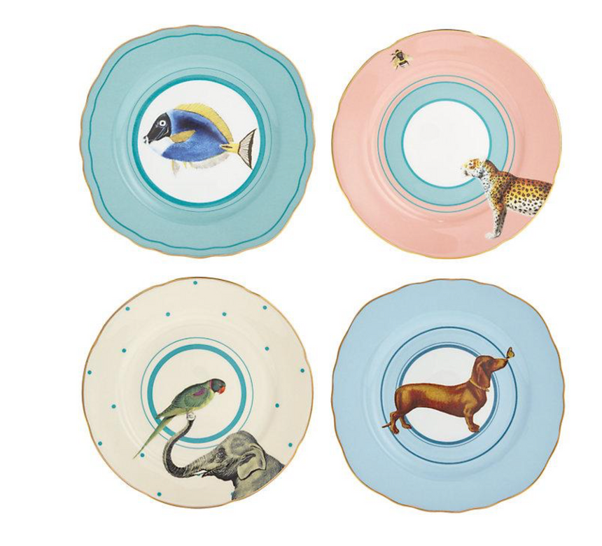 Yvonne Ellen Animal Tea Plates,Set Of 4