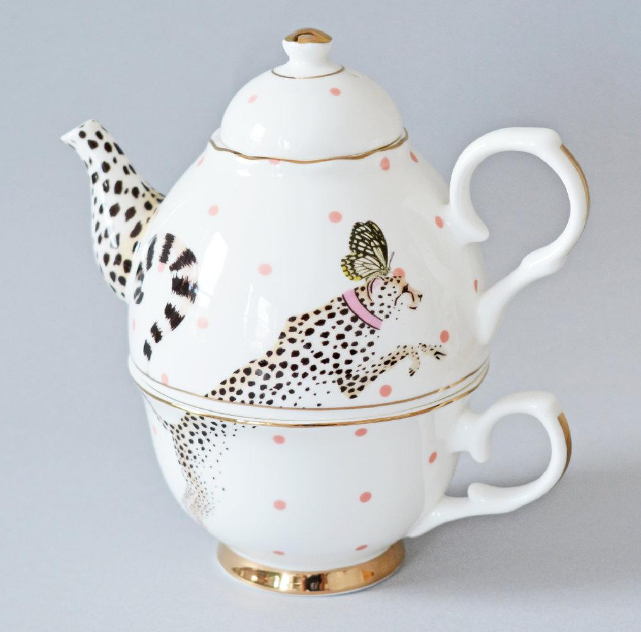 Yvonne Ellen Tea For One Set Cheetah