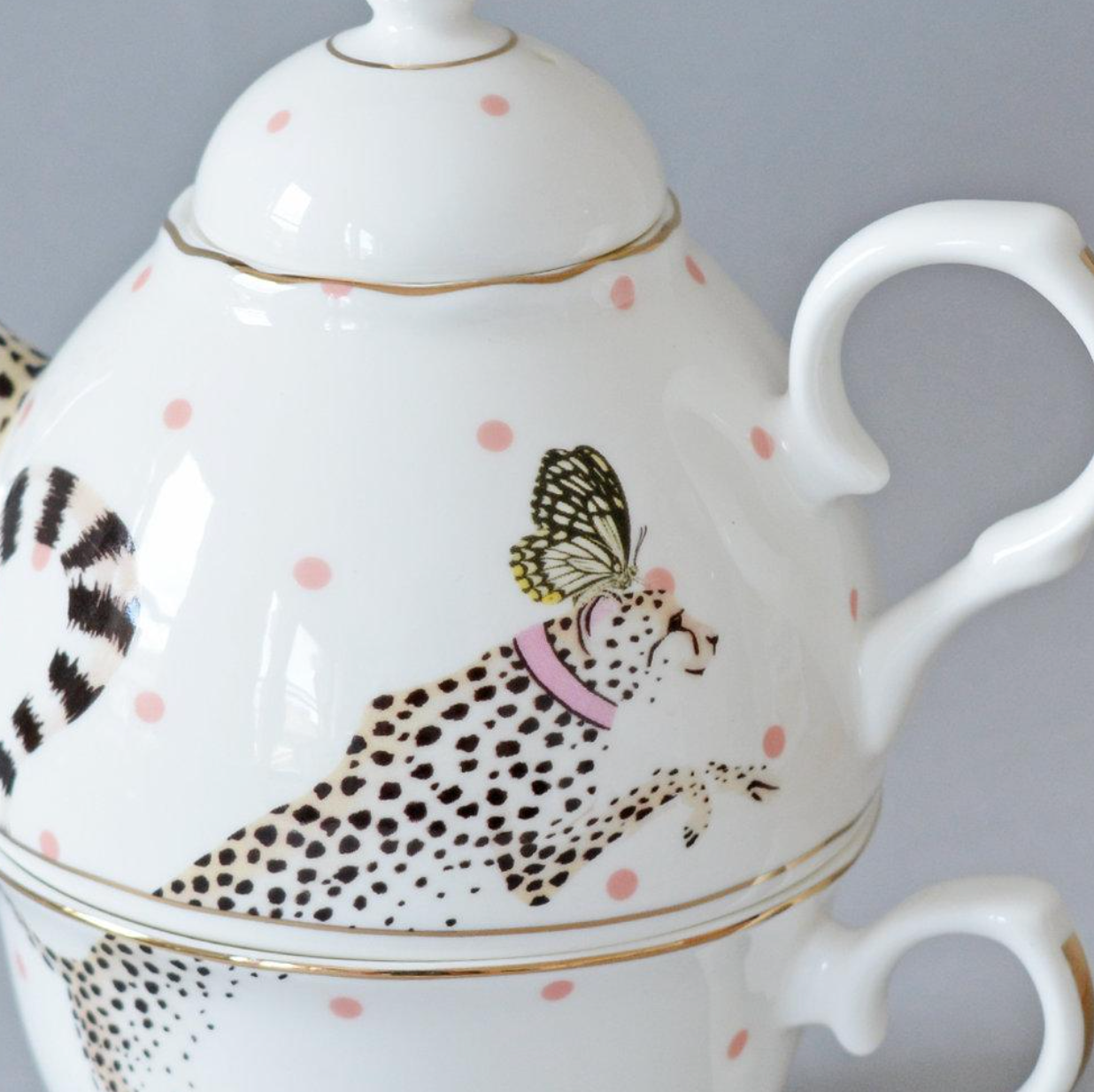 Yvonne Ellen Tea For One Set Cheetah