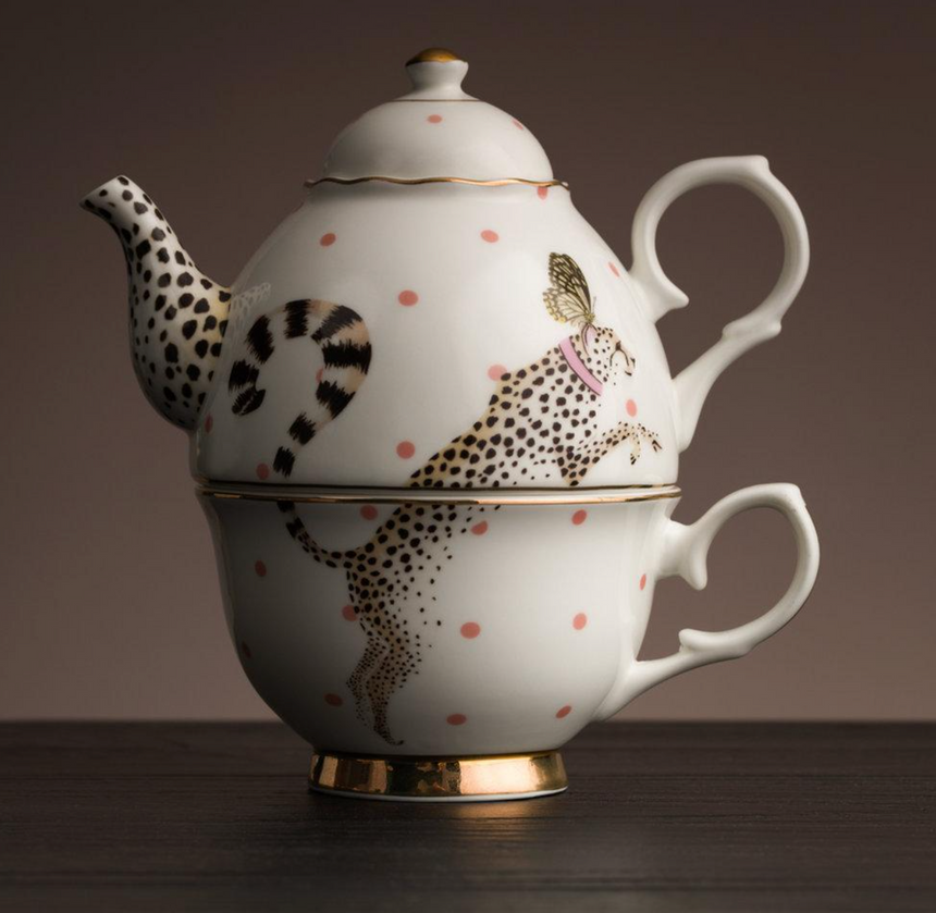 Yvonne Ellen Tea For One Set Cheetah