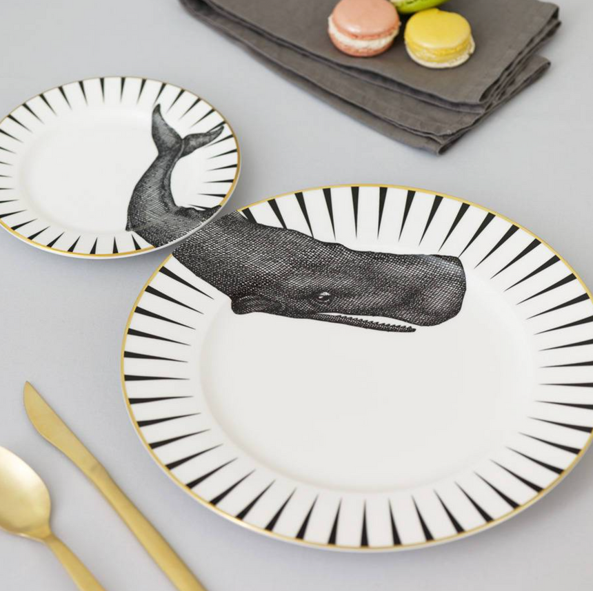 Yvonne Ellen Monochrome Plate Set  Whale