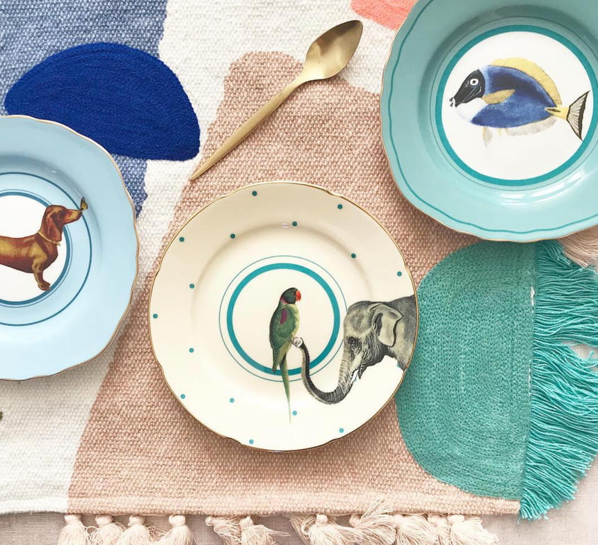 Yvonne Ellen Animal Tea Plates,Set Of 4