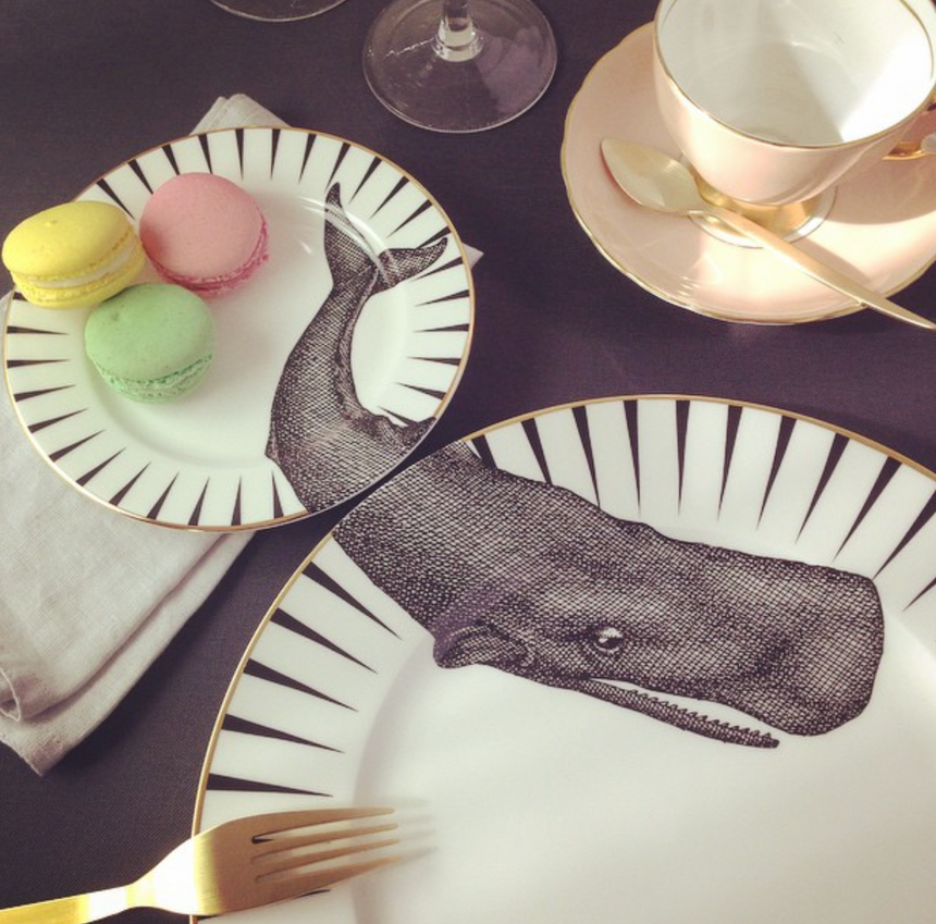 Yvonne Ellen Monochrome Plate Set  Whale