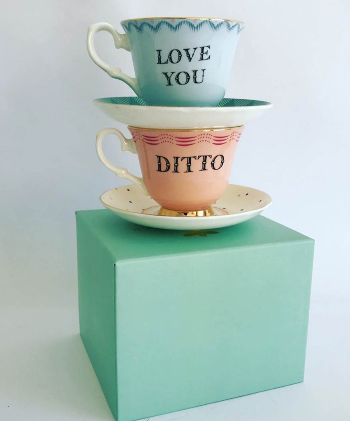 Yvonne Ellen Cup & Saucer, Love You/ Ditto Set Of 2