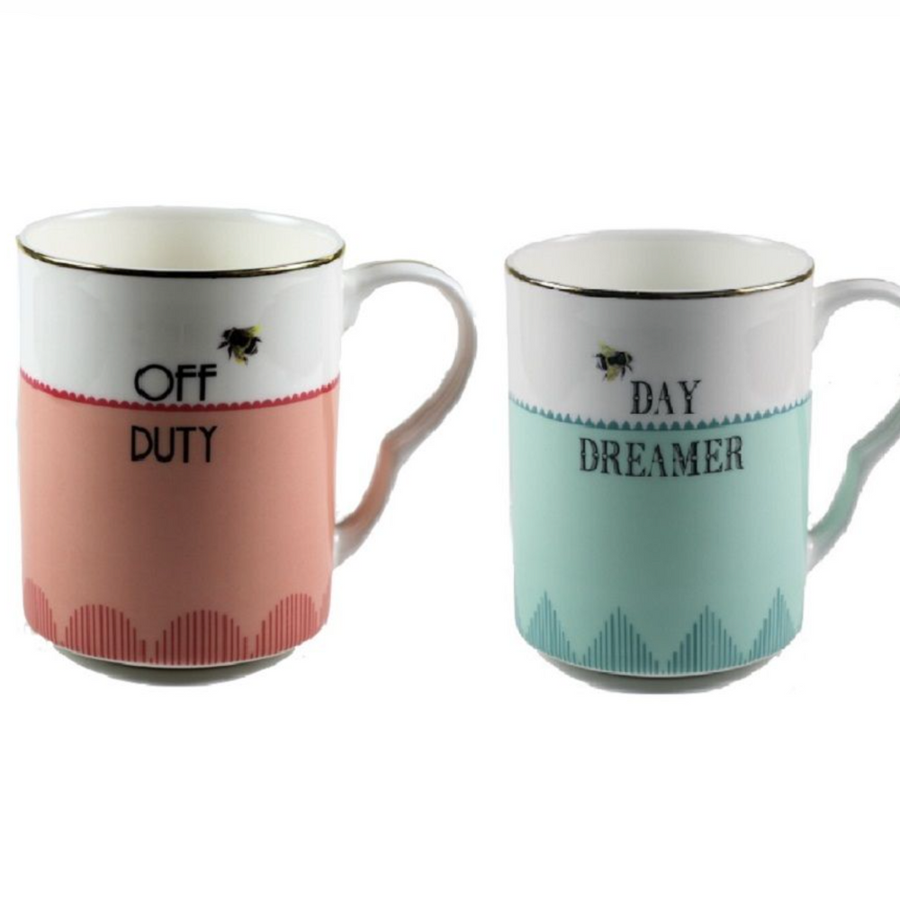 Yvonne Ellen Set Of 2 Mugs,  Off Duty/ Day Dreamer Mugs