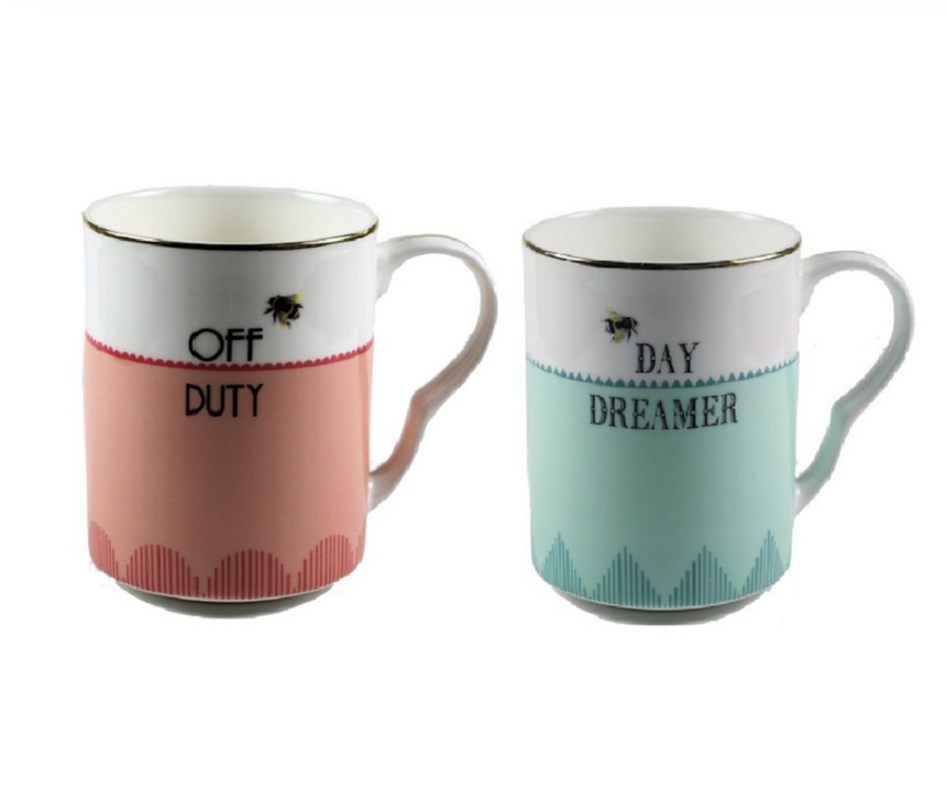 Yvonne Ellen Set Of 2 Mugs,  Off Duty/ Day Dreamer Mugs