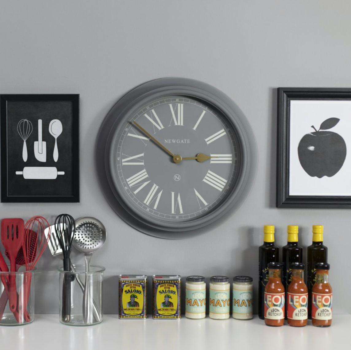 Newgate Chocolate Shop Wall Clock, Posh Grey