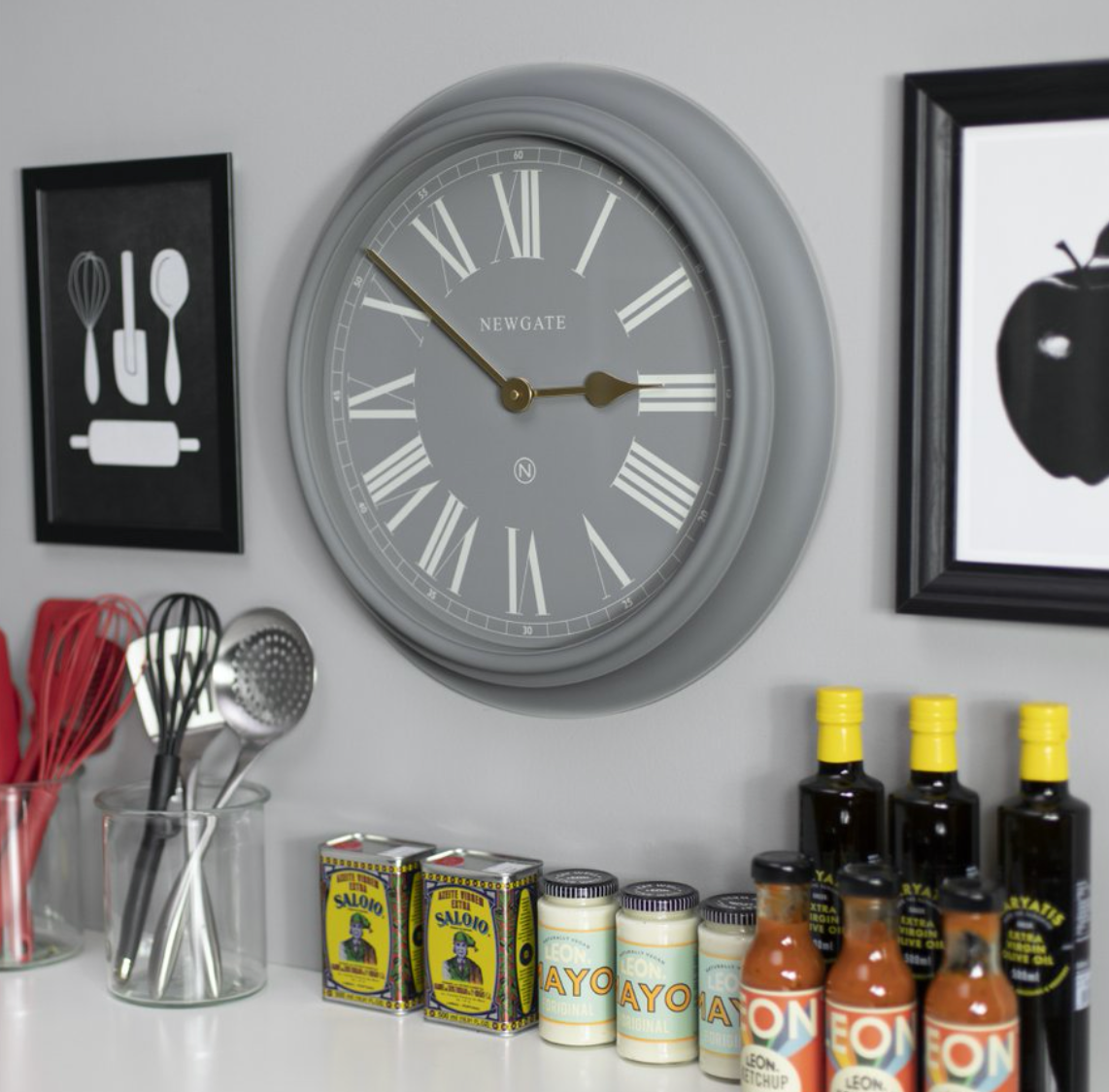 Newgate Chocolate Shop Wall Clock, Posh Grey