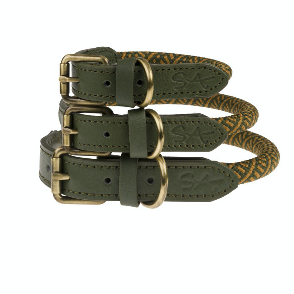 Sophie Allport Rope Dog Collar Forest Green