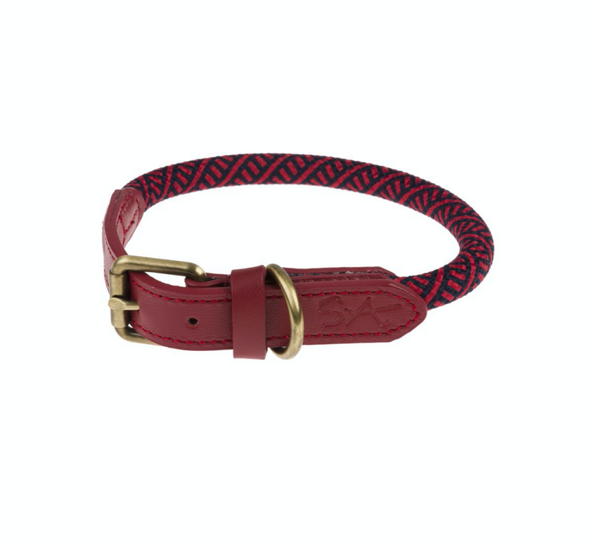 Sophie Allport Rope Dog Collar, Red