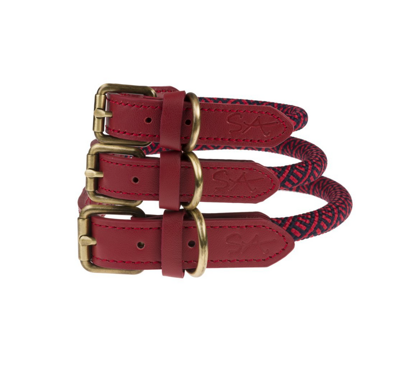 Sophie Allport Rope Dog Collar, Red