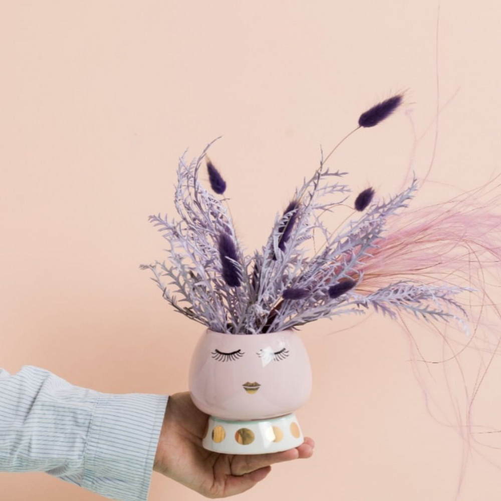 Miss Etoile Ceramic Flower Pot Closed Eyes