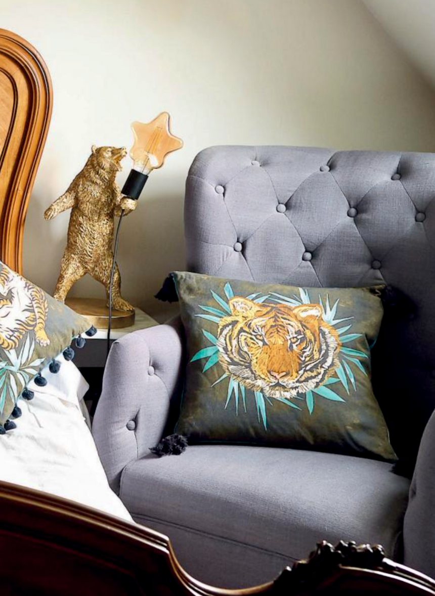 Parlane Living Tiger Cushion Black