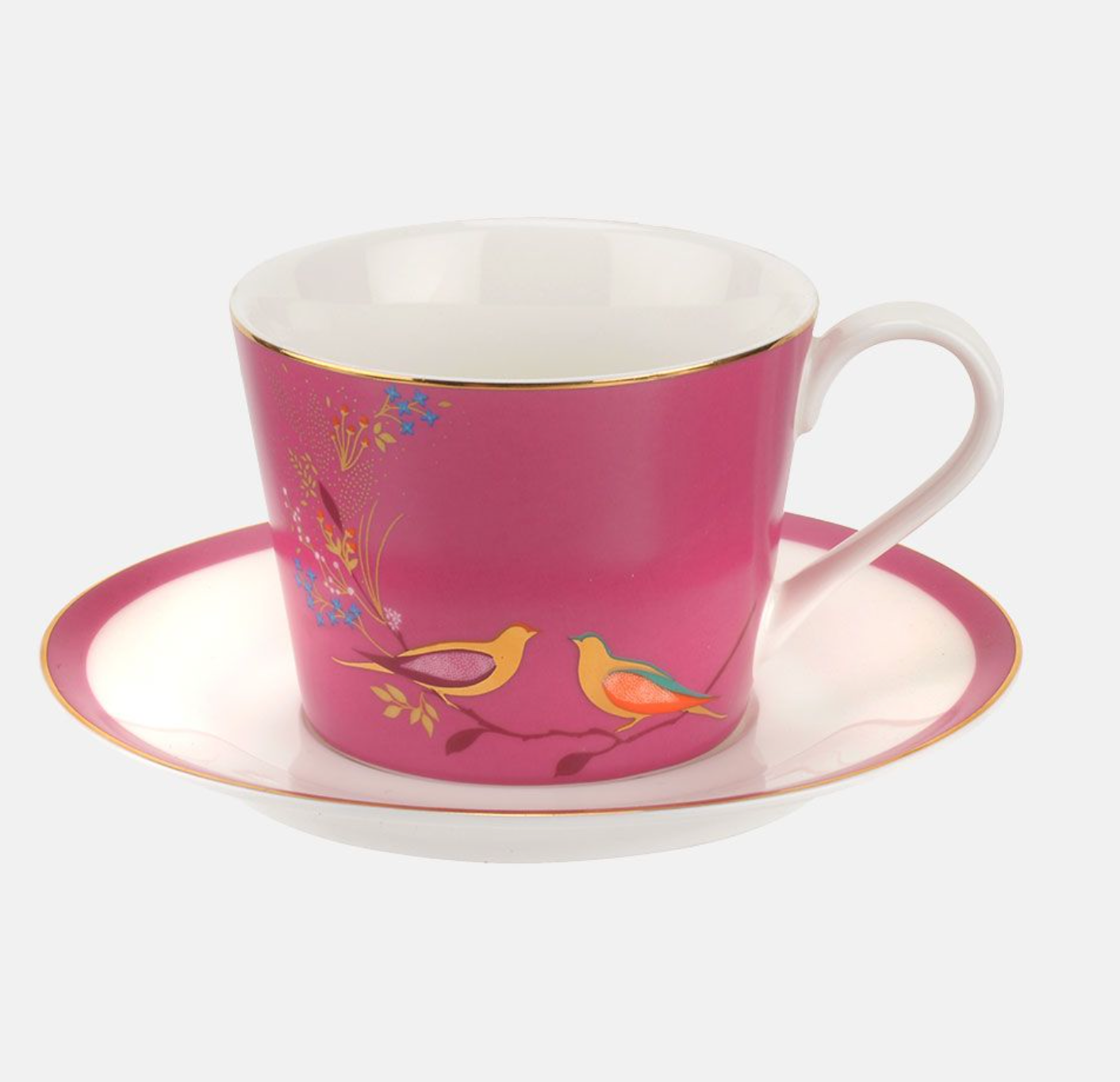 Sara Miller Chelsea teacup & Saucer Set Pink Birds