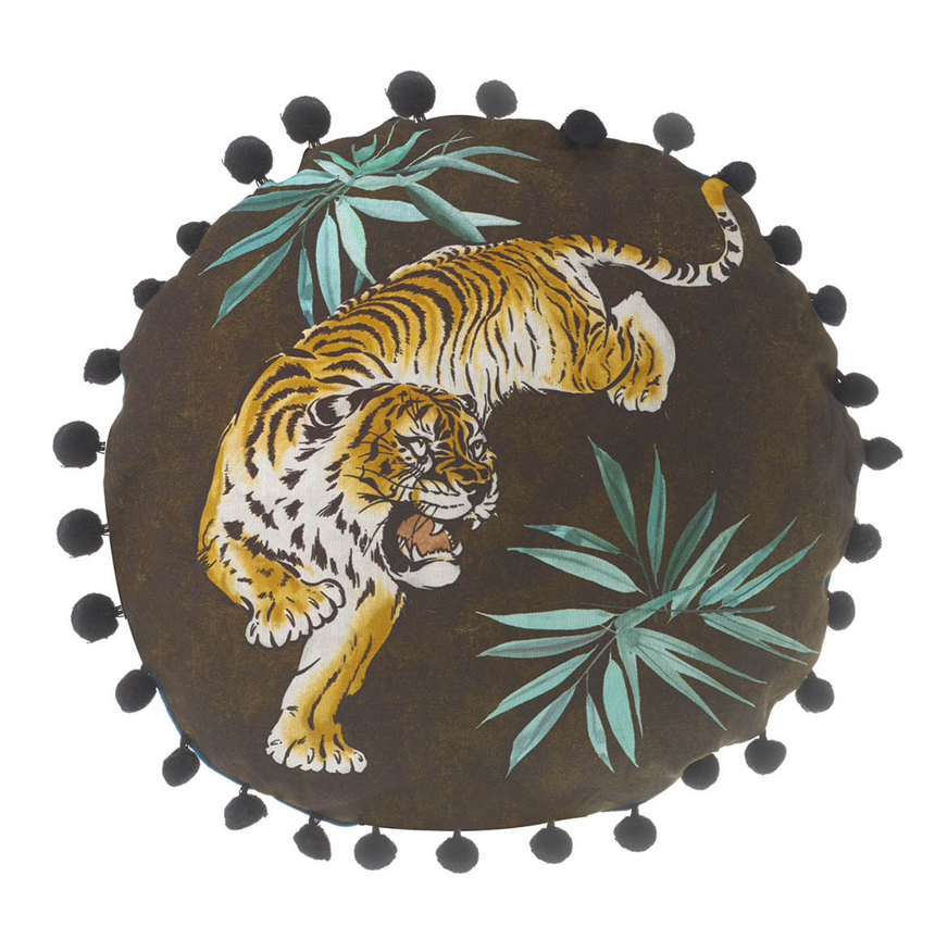 Parlane Living Stalking Tiger Cushion Black