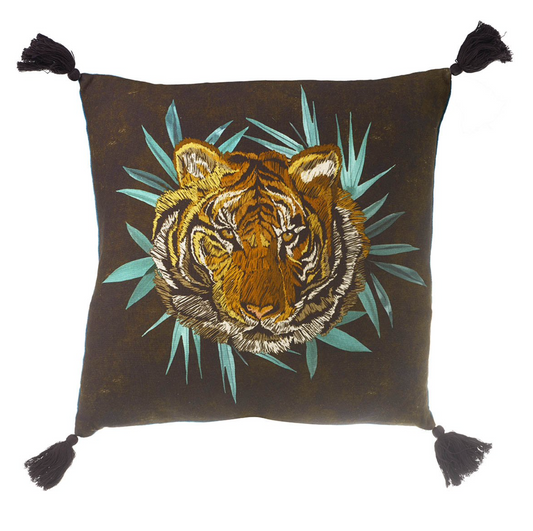 Parlane Living Tiger Cushion Black