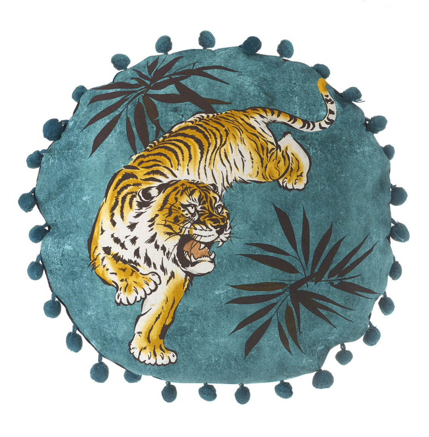 Parlane Living Stalking Tiger Cushion Teal