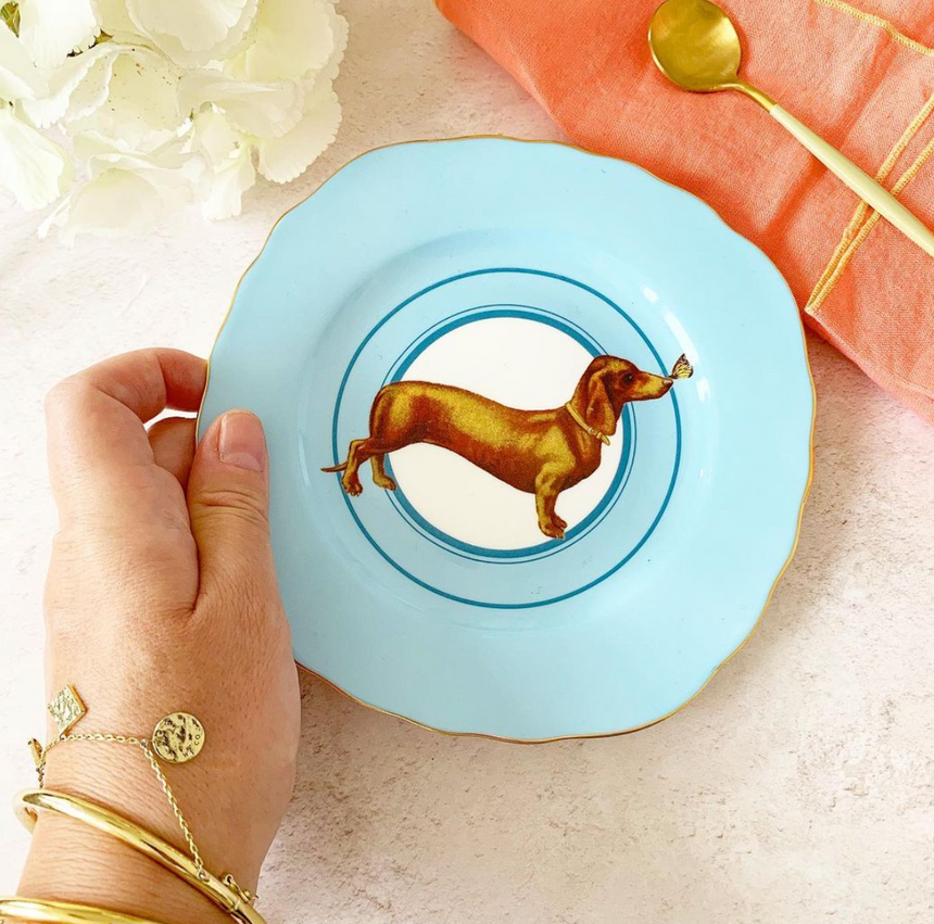 Yvonne Ellen Sausage Dog Tea plate