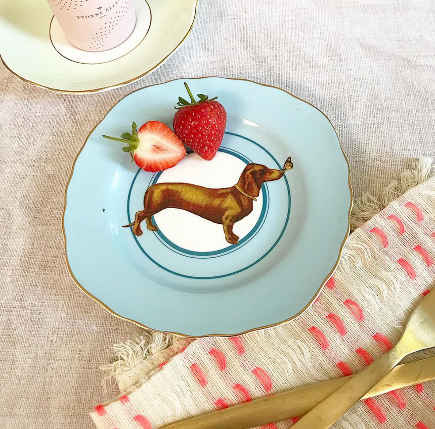 Yvonne Ellen Sausage Dog Tea plate