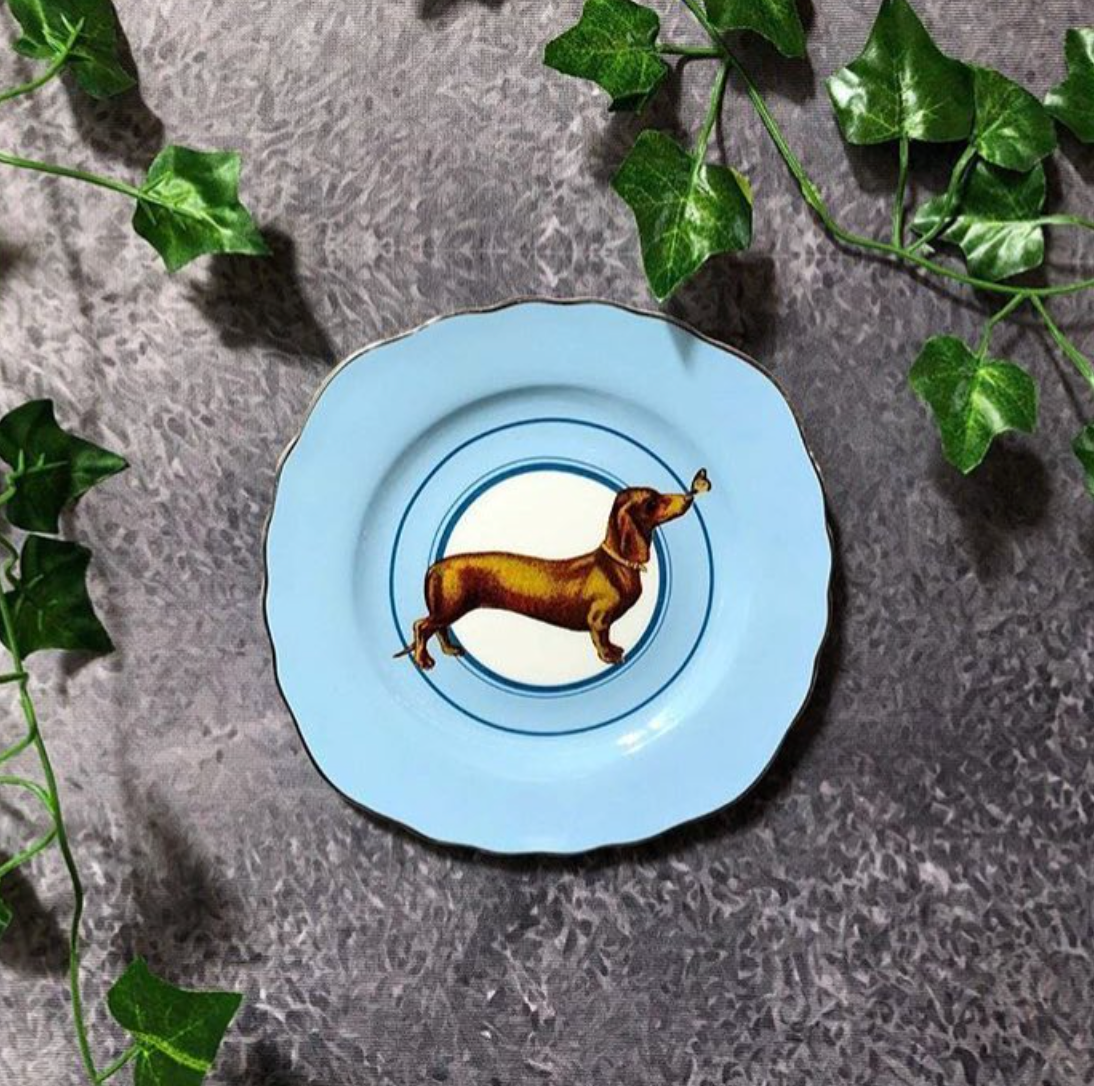 Yvonne Ellen Sausage Dog Tea plate