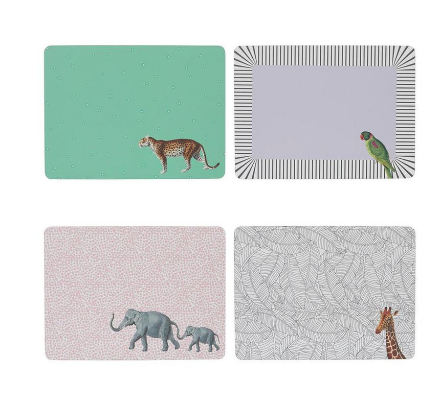 Yvonne Ellen Safari Animals Placemats (Set Of 4)