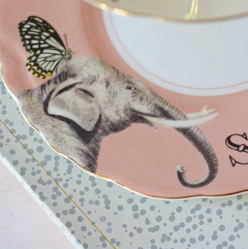 Yvonne Ellen Elephant & Parrot Two Tier Cake Stand