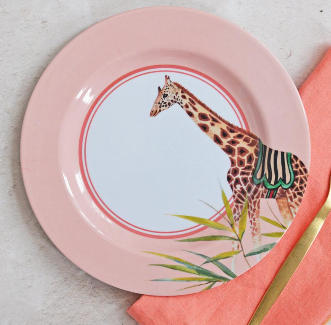 Yvonne Ellen Melamine Picnic Side plates, Safari Animals  (Set Of 4)