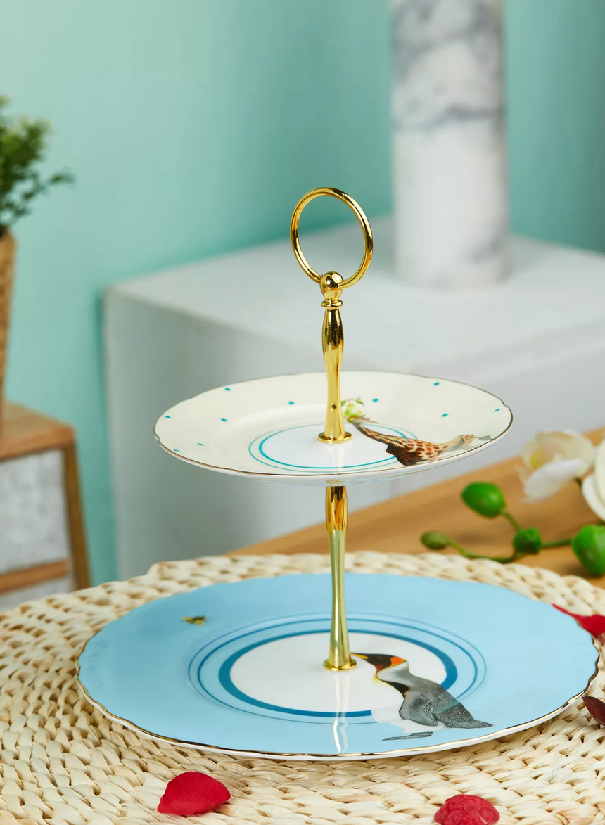 Yvonne Ellen Giraffe & Penguin Two Tier Cake Stand