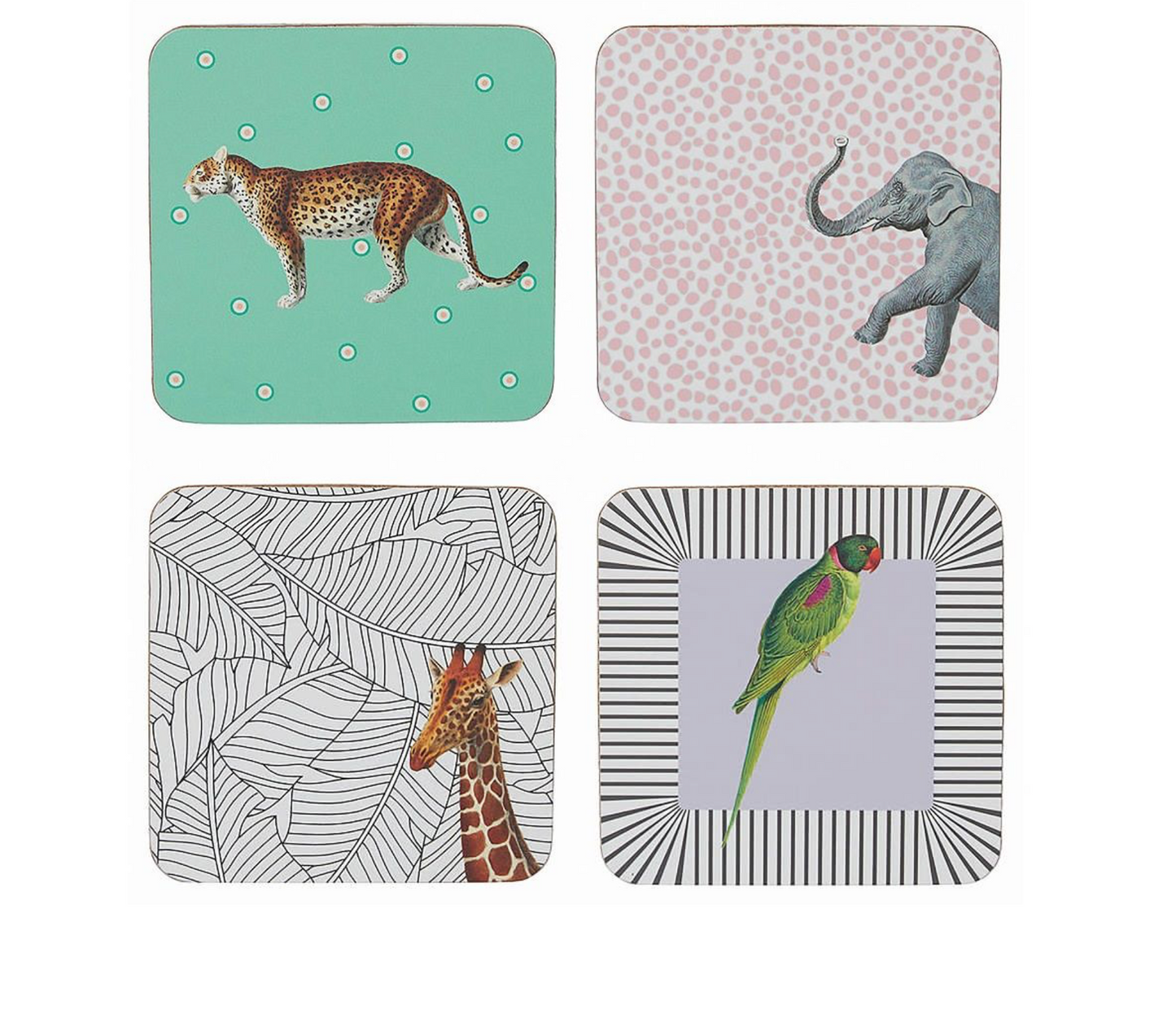 Yvonne Ellen Safari Animals Coasters ( Set Of 4 )