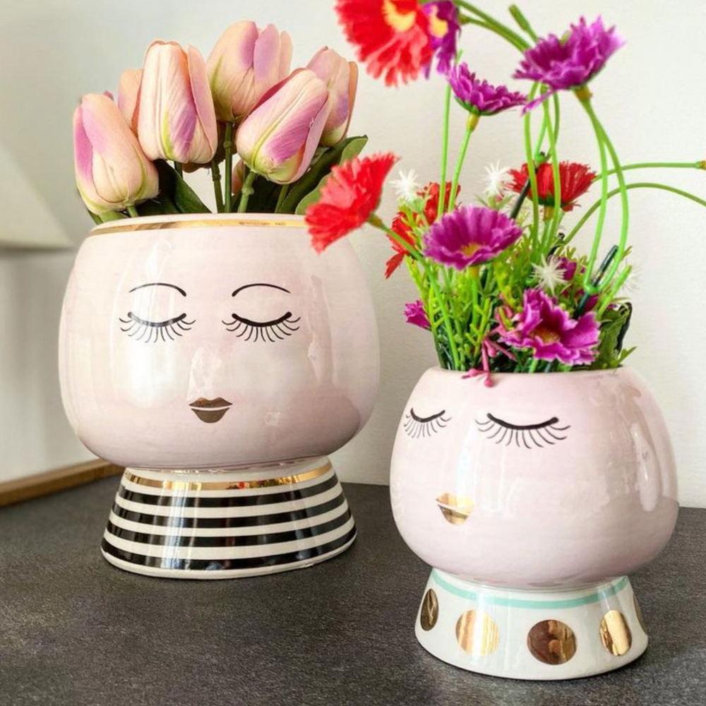 Miss Etoile Ceramic Flower Pot Closed Eyes