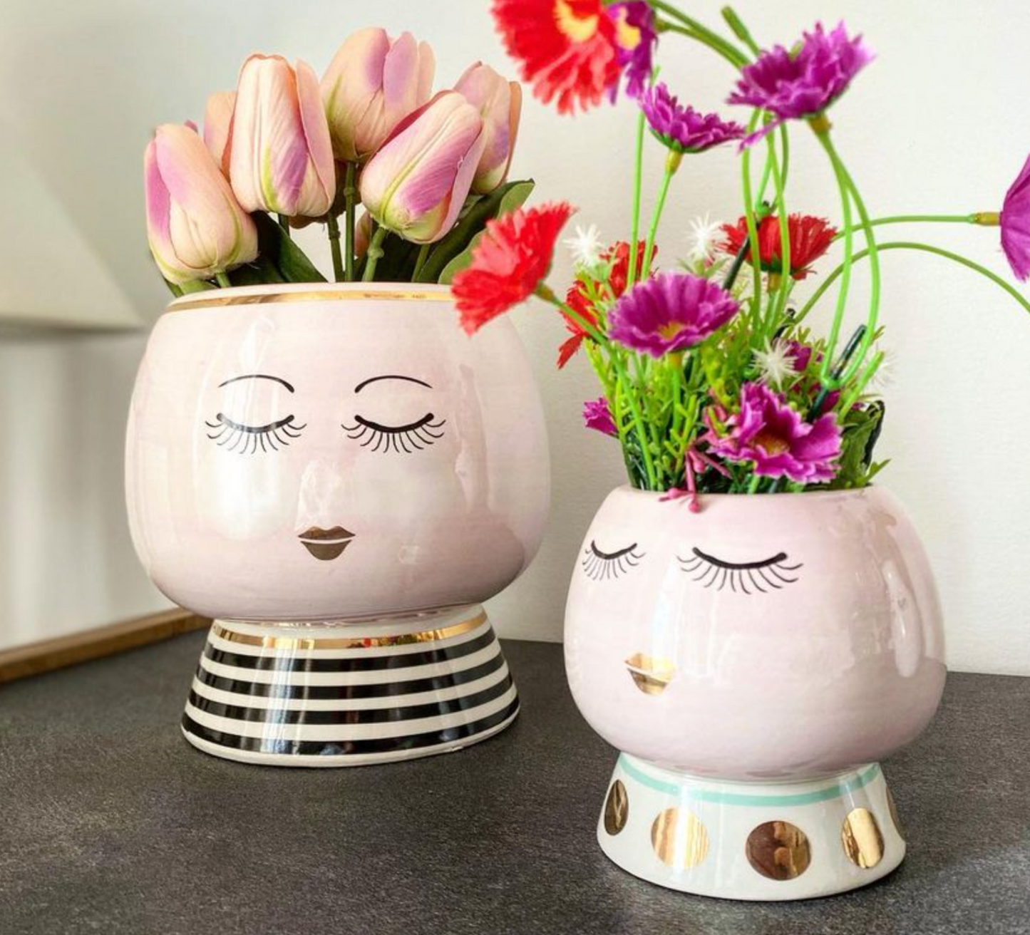 Miss Etoile Ceramic Flower Pot Closed Eyes