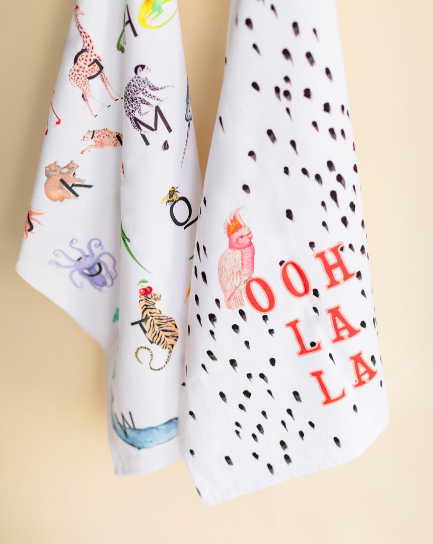 Yvonne Ellen Tea Towels, Alphabets /Ooh La La ( Set Of 2)