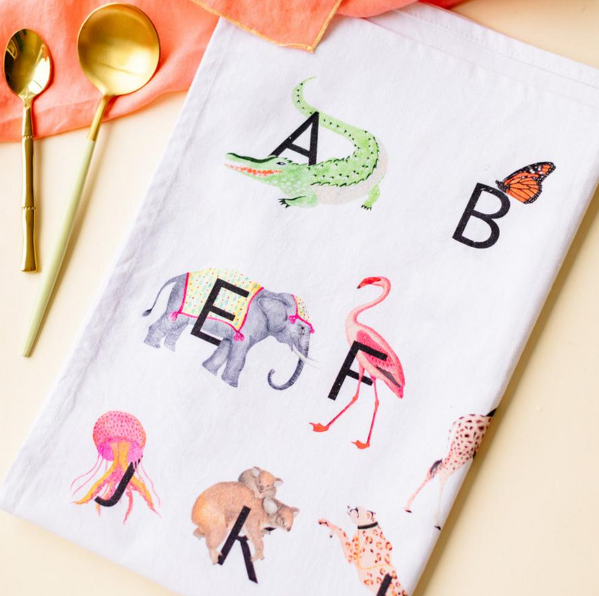 Yvonne Ellen Tea Towels, Alphabets /Ooh La La ( Set Of 2)