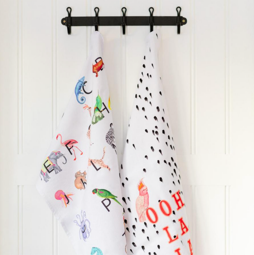 Yvonne Ellen Tea Towels, Alphabets /Ooh La La ( Set Of 2)