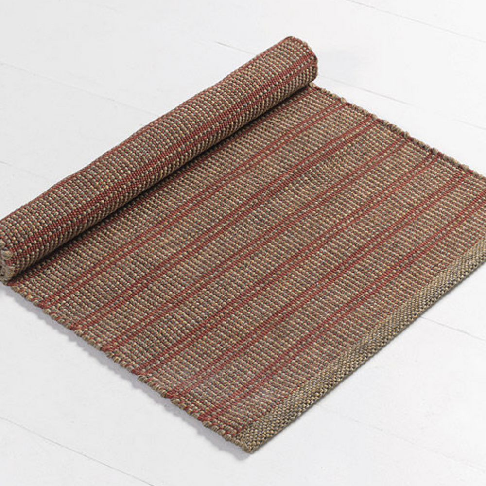 Walton & Co Striped Polypropylene Rug Terracotta